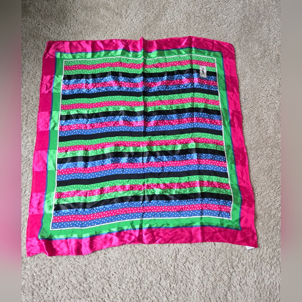 YSL Vintage Colorful Striped Silk Scarf